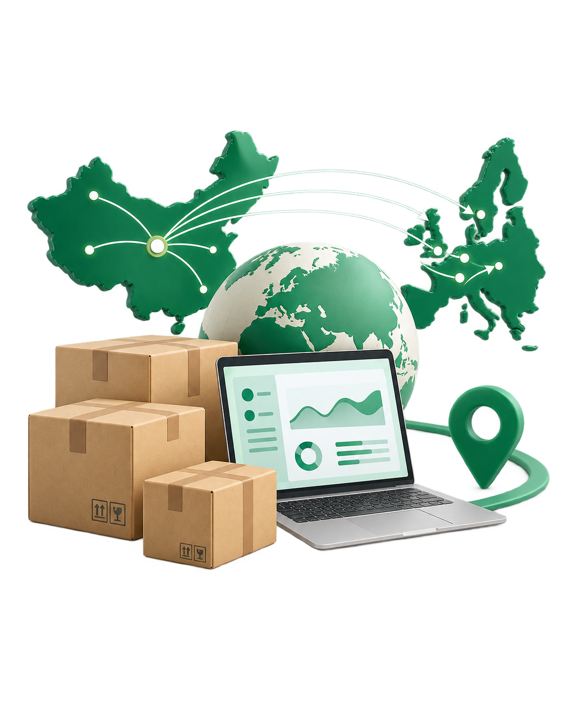 Illustration of product sourcing and shipping beside the inquiry form